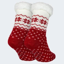 Anti-slip Huissokken | Gevoerde Sokken | Rood -ShoeFlex Verkoopwinkel anti slip huissokken gevoerde sokken rood 1