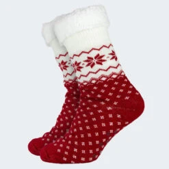 Anti-slip Huissokken | Gevoerde Sokken | Rood -ShoeFlex Verkoopwinkel anti slip huissokken gevoerde sokken rood 2