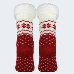 Anti-slip Huissokken | Gevoerde Sokken | Rood -ShoeFlex Verkoopwinkel anti slip huissokken gevoerde sokken rood 3