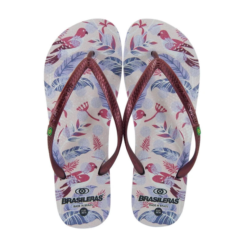 Dames Strand Teenslippers Brasileras Bordeaux Gekleurde Rubber Zolen 4 Dames Strand Teenslippers Brasileras Bordeaux Gekleurde Rubber Zolen - Afbeelding 2