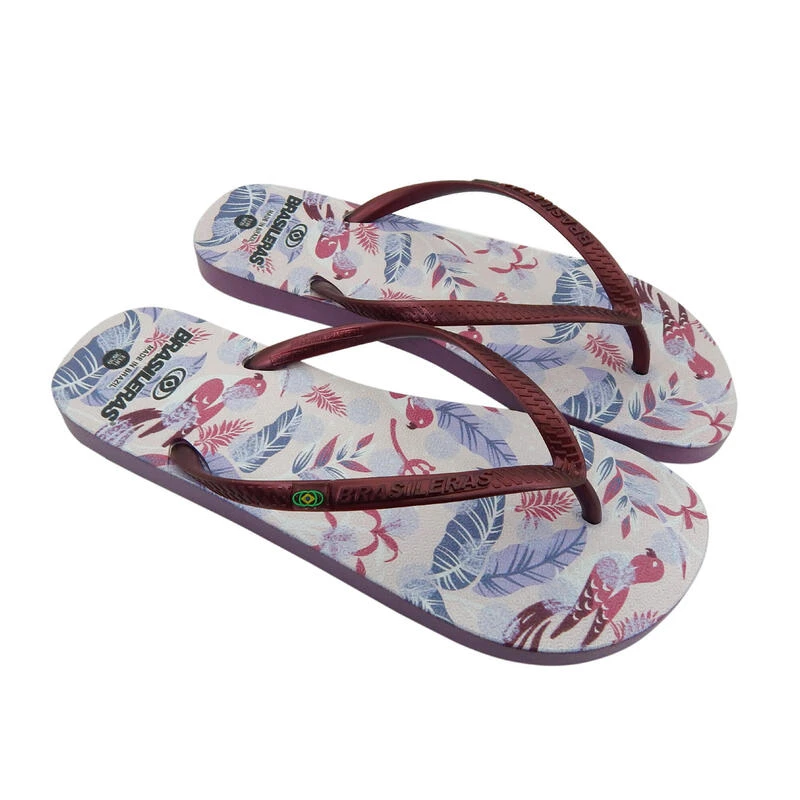 Dames Strand Teenslippers Brasileras Bordeaux Gekleurde Rubber Zolen 3 Dames Strand Teenslippers Brasileras Bordeaux Gekleurde Rubber Zolen