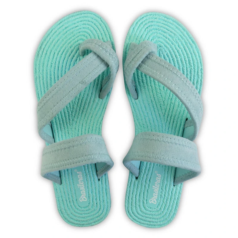 Damesstrandslippers In Aquagroen Met Rubberen Zolen 4 Damesstrandslippers In Aquagroen Met Rubberen Zolen - Afbeelding 2