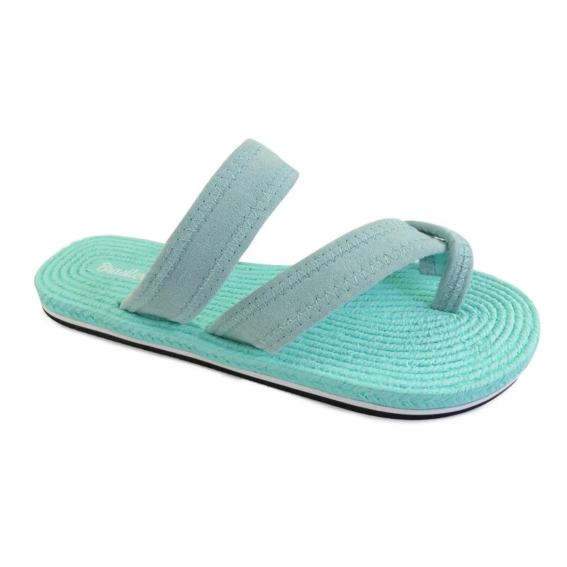 Damesstrandslippers In Aquagroen Met Rubberen Zolen 3 Damesstrandslippers In Aquagroen Met Rubberen Zolen