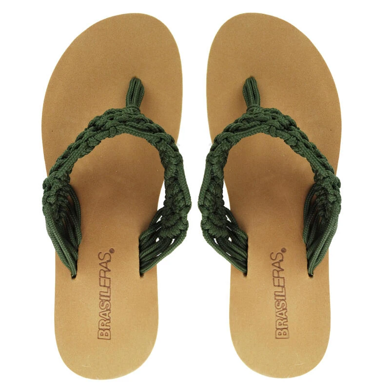 Damesstrandslippers In Militair Groen Met Rubberen Zolen 5 Damesstrandslippers In Militair Groen Met Rubberen Zolen - Afbeelding 3