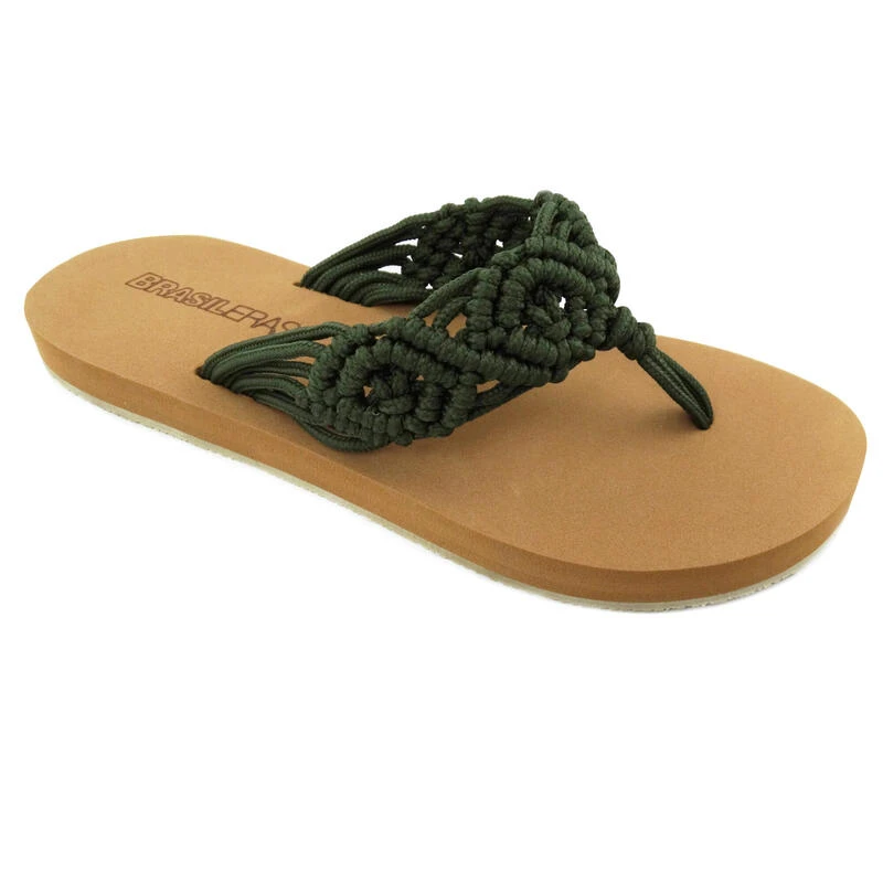 Damesstrandslippers In Militair Groen Met Rubberen Zolen 3 Damesstrandslippers In Militair Groen Met Rubberen Zolen