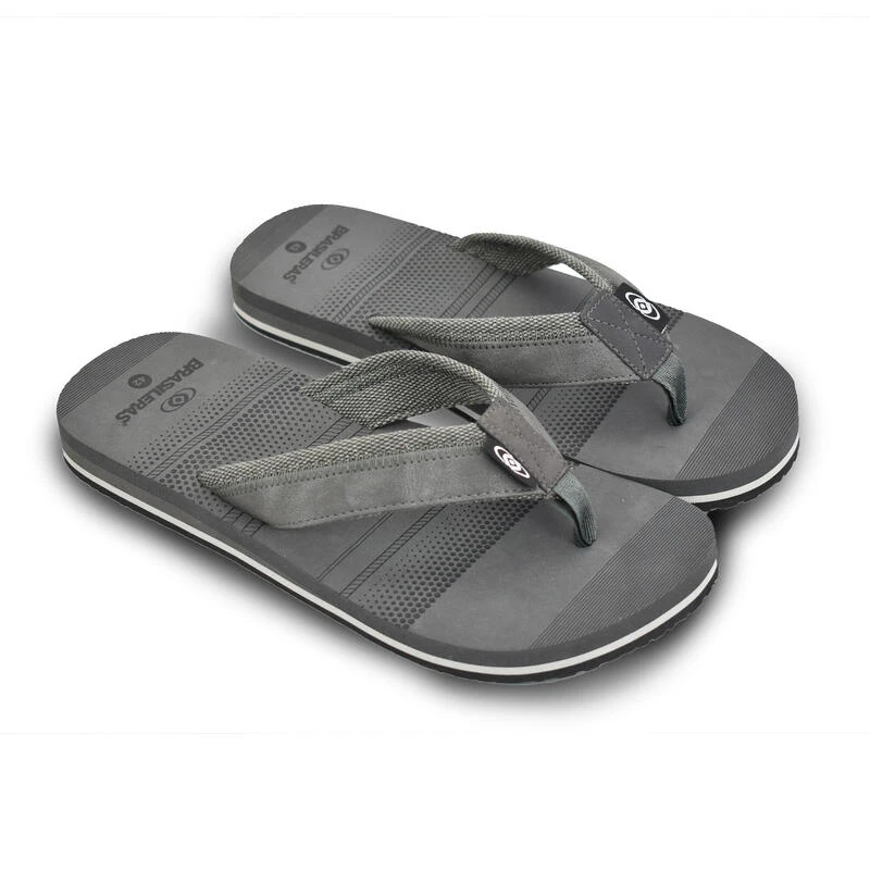 Herenstrand Teenslippers Brasileras In Grijs Met Rubberen Zool 3 Herenstrand Teenslippers Brasileras In Grijs Met Rubberen Zool