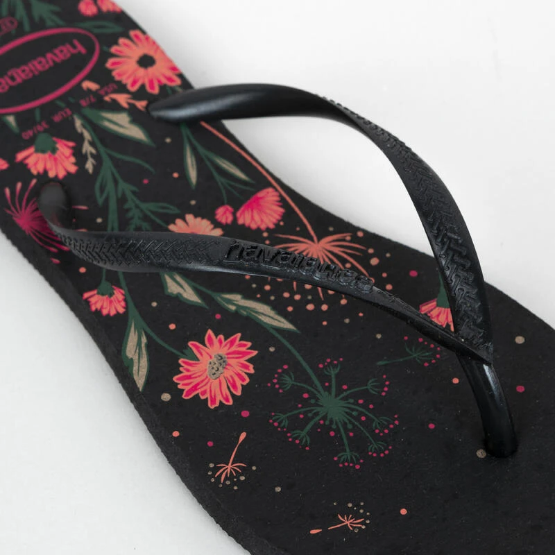 Havaianas Slippers Voor Dames Slim Floral Zwart 7 Havaianas Slippers Voor Dames Slim Floral Zwart - Afbeelding 5