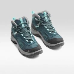 Quechua Waterdichte Bergwandelschoenen Voor Dames MH100 Mid -ShoeFlex Verkoopwinkel waterdichte bergwandelschoenen voor dames mh100 mid turquoise 3