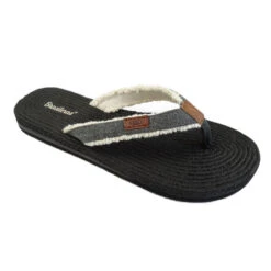 Zwarte Damesstrandslippers Met Rubberen Zool